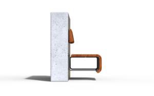 [translation-not-found:street-furniture], ławka, beton, beton architektoniczny, do ściany, oparcie z drewna, siedzisko z drewna