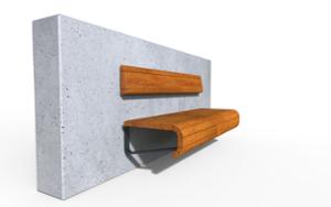 [translation-not-found:street-furniture], ławka, beton, beton architektoniczny, do ściany, oparcie z drewna, siedzisko z drewna