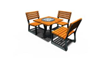 [translation-not-found:street-furniture], autre, ławka, aluminium, komplet piknikowy, meble dla warszawy, niepełnosprawni, obrotowa szachownica, odlew aluminiowy, oparcie z drewna, siedzisko z drewna, stół, szachy