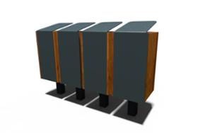 [translation-not-found:street-furniture], kosz, daszek, na nodze, segregacja pełna, wrzut z boku, wzór zastrzeżony