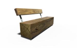[translation-not-found:street-furniture], ławka, kłoda, oparcie z drewna, siedzisko z drewna