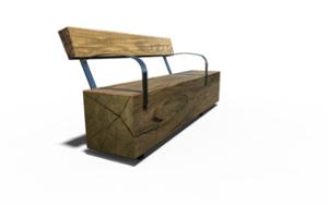 [translation-not-found:street-furniture], ławka, kłoda, oparcie z drewna, siedzisko z drewna