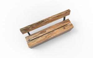 [translation-not-found:street-furniture], ławka, kłoda, oparcie z drewna, siedzisko z drewna