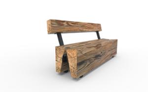 [translation-not-found:street-furniture], ławka, kłoda, oparcie z drewna, siedzisko z drewna
