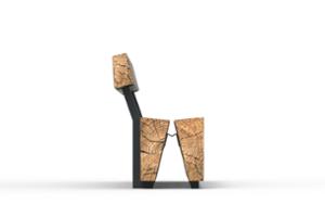 [translation-not-found:street-furniture], ławka, kłoda, oparcie z drewna, siedzisko z drewna