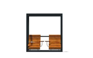 [translation-not-found:street-furniture], ławka, strefa relaksu, boks, leżanka, oparcie z drewna, siedzisko z drewna, wysokie oparcie