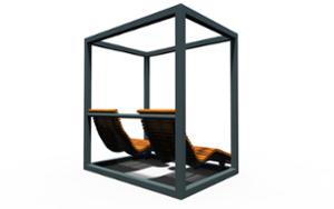 [translation-not-found:street-furniture], ławka, strefa relaksu, boks, leżanka, oparcie z drewna, siedzisko z drewna, wysokie oparcie