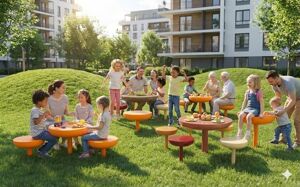 [translation-not-found:street-furniture], ława, komplet piknikowy, siedzisko ze stali