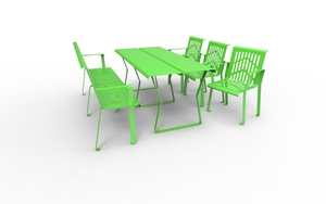 [translation-not-found:street-furniture], ławka, fotel / krzesło, jednoosobowe, komplet piknikowy, obrotowa szachownica, oparcie ze stali, siedzisko ze stali, stół, szachy