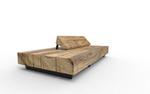 [translation-not-found:street-furniture], ławka, dwustronna, kłoda, leżanka, oparcie z drewna, siedzisko z drewna