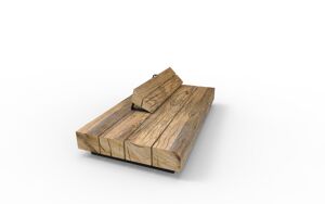 [translation-not-found:street-furniture], ławka, dwustronna, kłoda, leżanka, oparcie z drewna, siedzisko z drewna