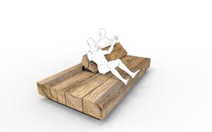 [translation-not-found:street-furniture], ławka, dwustronna, kłoda, leżanka, oparcie z drewna, siedzisko z drewna