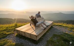 [translation-not-found:street-furniture], ławka, dwustronna, kłoda, leżanka, oparcie z drewna, siedzisko z drewna