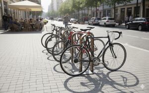 [translation-not-found:street-furniture], parking rowerowy, gumowy dystans, meble dla warszawy, nieobijające ramę, podpora