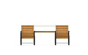 [translation-not-found:street-furniture], ławka, dla seniorów, niepełnosprawni, oparcie z drewna, siedzisko z drewna, stolik, stół