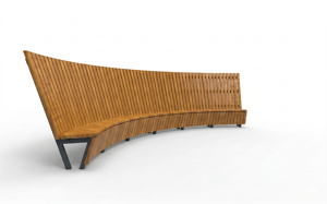 [translation-not-found:street-furniture], ławka, cena za metr bieżacy, długość mierzona po dłuższym boku, modułowe, oparcie z drewna, po łuku / okrągła, siedzisko z drewna, wysokie oparcie