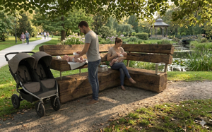 [translation-not-found:street-furniture], ławka, karmienie piersią, kłoda, podłokietnik, przewijak, przewijanie, wysokie oparcie