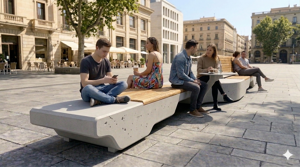 [translation-not-found:street-furniture], ława, ławka, beton, beton architektoniczny, modułowe, stolik