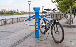 [translation-not-found:street-furniture], parking rowerowy, słupek, gniazdo 230v i/lub usb, ładowarka qi/indukcyjna, podpora
