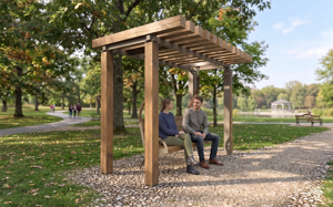 [translation-not-found:street-furniture], autre, ławka, strefa relaksu, huśtawka, kłoda, pergola
