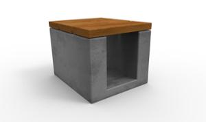 [translation-not-found:street-furniture], ława, beton, beton architektoniczny, jednoosobowe, siedzisko z drewna