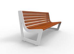 [translation-not-found:street-furniture], ławka, siedzisko z drewna, oparcie z drewna, logo