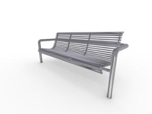 [translation-not-found:street-furniture], ławka, siedzisko ze stali, oparcie ze stali, podłokietnik, logo