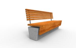 [translation-not-found:street-furniture], ławka, siedzisko z drewna, oparcie z drewna, beton, na murku, beton architektoniczny