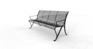 [translation-not-found:street-furniture], ławka, stal, siedzisko ze stali, oparcie ze stali, podłokietnik, stylizowane