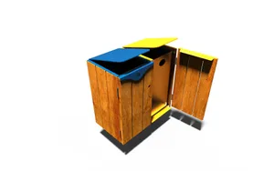 [translation-not-found:street-furniture], kosz, segregacja wstępna, na nodze, daszek, wrzut z boku, duża pojemność