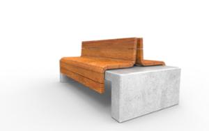 [translation-not-found:street-furniture], ławka, siedzisko z drewna, oparcie z drewna, beton, beton architektoniczny, dwustronna
