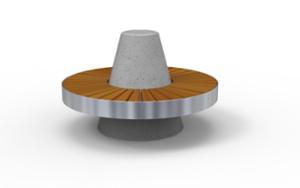[translation-not-found:street-furniture], ławka, beton, beton architektoniczny, po łuku / okrągła, siedzisko z drewna