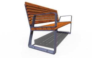 [translation-not-found:street-furniture], ławka, aluminium, meble dla warszawy, odlew aluminiowy, oparcie z drewna, podłokietnik, siedzisko z drewna