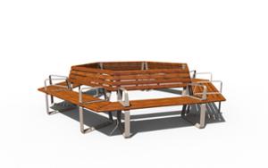 [translation-not-found:street-furniture], ławka, aluminium, meble dla warszawy, modułowe, odlew aluminiowy, oparcie z drewna, po łuku / okrągła, podłokietnik, siedzisko z drewna