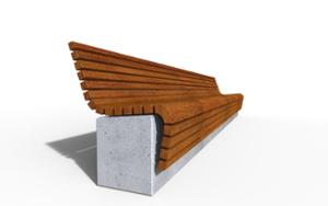[translation-not-found:street-furniture], ławka, siedzisko z drewna, oparcie z drewna, beton, na murku, beton architektoniczny