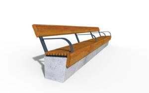 [translation-not-found:street-furniture], ławka, siedzisko z drewna, oparcie z drewna, beton, na murku, beton architektoniczny, modułowe