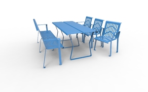 [translation-not-found:street-furniture], ławka, siedzisko ze stali, oparcie ze stali, stół, komplet piknikowy, szachy, fotel / krzesło, jednoosobowe, obrotowa szachownica