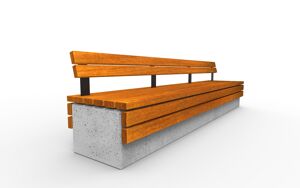 [translation-not-found:street-furniture], ławka, siedzisko z drewna, oparcie z drewna, beton, na murku, beton architektoniczny