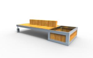 street furniture, planter, bench, seating, wood backrest, wood seating