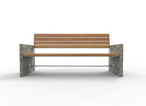 street furniture, granite, seating, wood backrest, armrest, wood seating