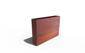 mažoji arhitektūra, vazonas, corten, stačiakampis, plienas