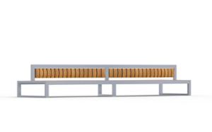 street furniture, price per metre, length measured on longer side, double-sided, seating, wood backrest, curved, wood seating