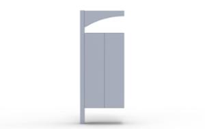 mažoji arhitektūra, šiukšliadėžė, stoginės stogas / uždengimas, logo, saugi peleninė