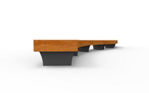 street furniture, double-sided, bench, curved, wood seating