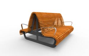 street furniture, double-sided, seating, logo, wood backrest, armrest, wood seating