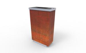 mažoji arhitektūra, šiukšliadėžė, corten, stačiakampis