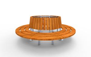 street furniture, seating, wood backrest, curved, wood seating