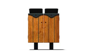 mažoji arhitektūra, šiukšliadėžė, stoginės stogas / uždengimas, didelės apimties, montuojamas ant stulpo, preliminarus atskyrimas, šoninė diafragma