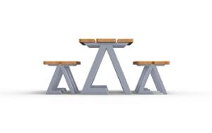 street furniture, double-sided, picnic set, bench, wood seating, table