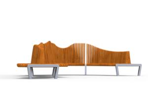 street furniture, double-sided, seating, modular, wood backrest, wood seating, high backrest